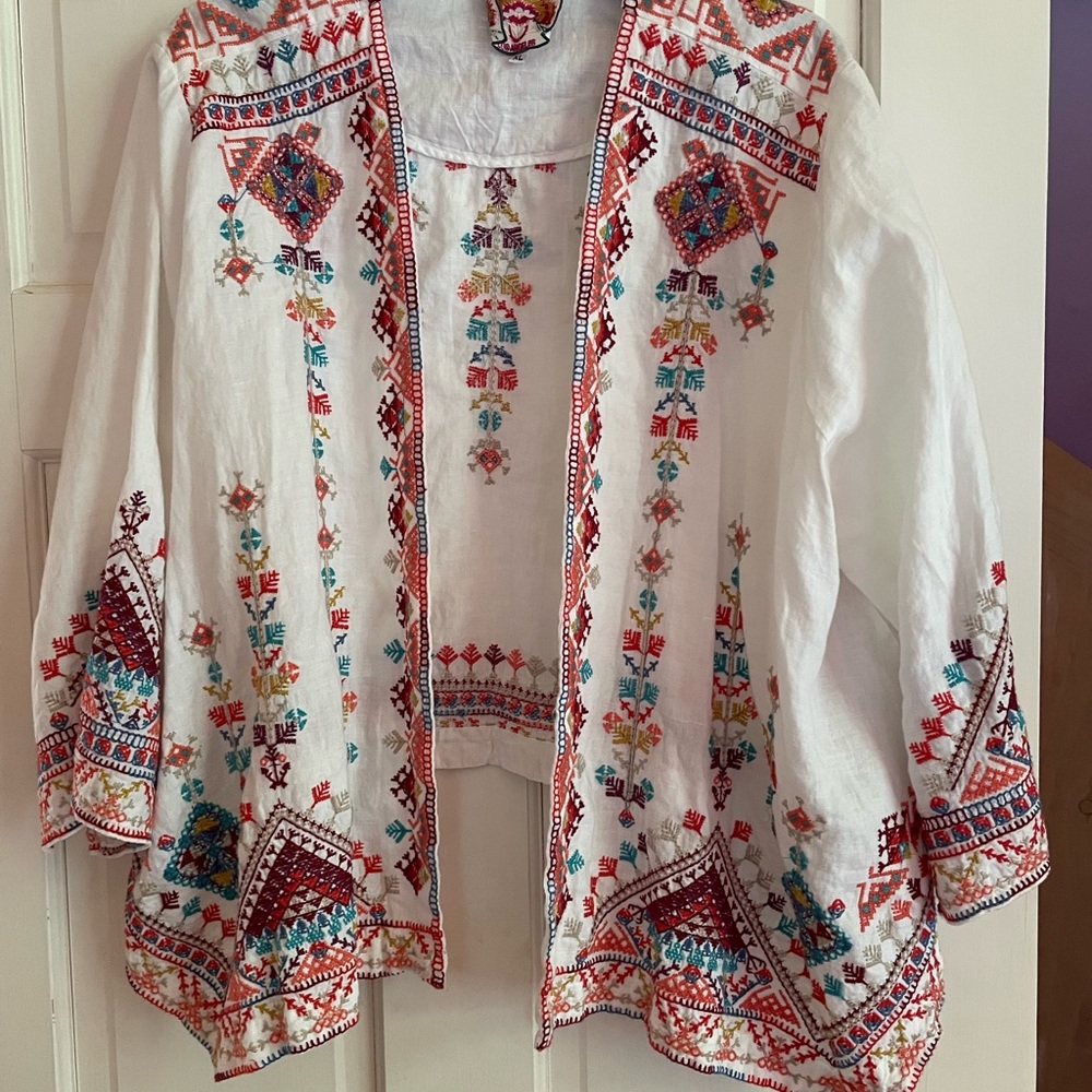 Johnny Was Boho Linen Jacket, new never worn. XL